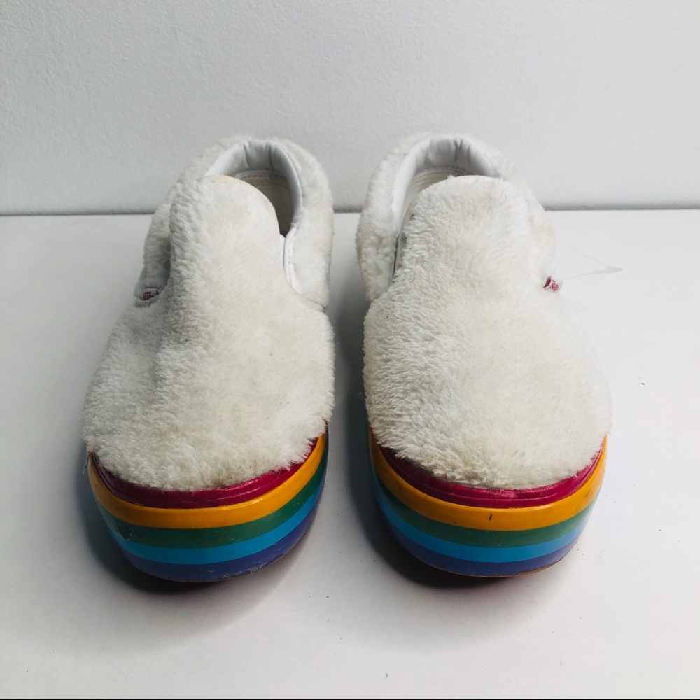 Vans Slip-On Shearling Rainbow Platform Sneakers - Picture 7 of 7
